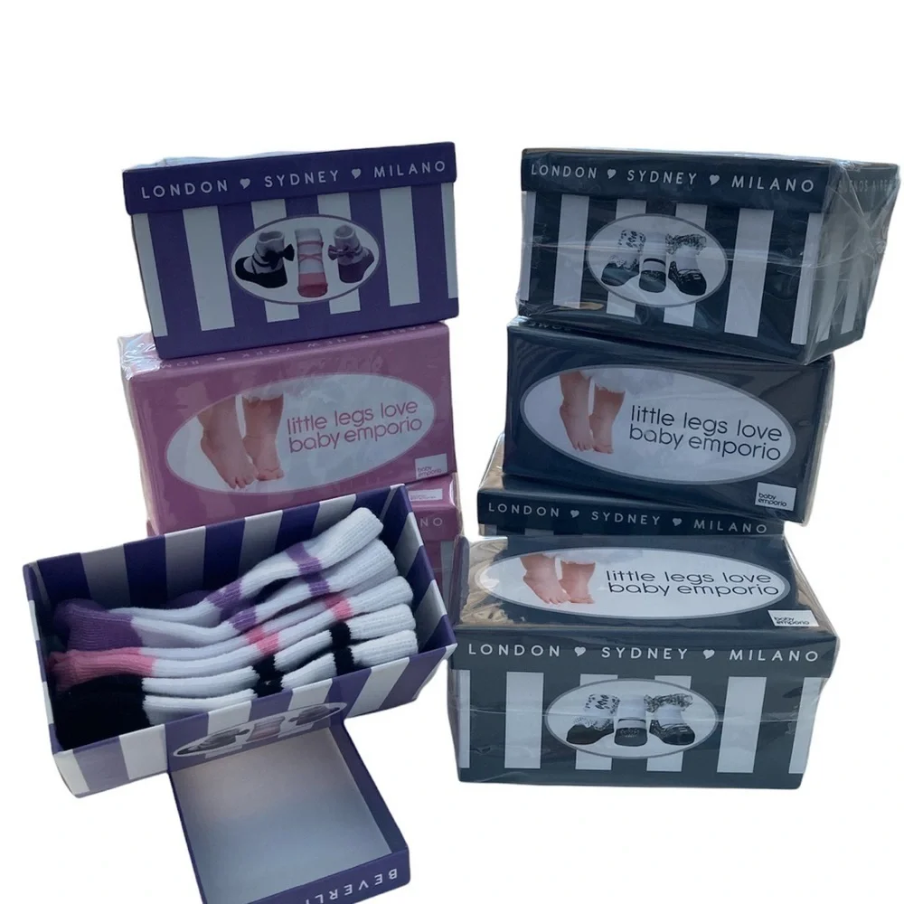 Baby Emporio 3 Pairs Of  Baby Socks Size 0-9 In a Black Box Brand New